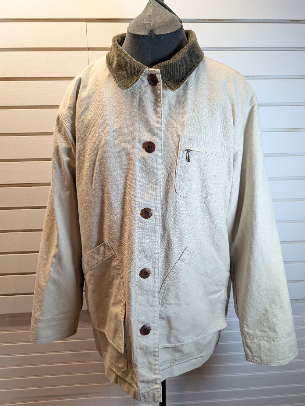 Vintage L.L. Bean Womens Original Field Coat/Barn Jacket with Plaid Lining L EUC